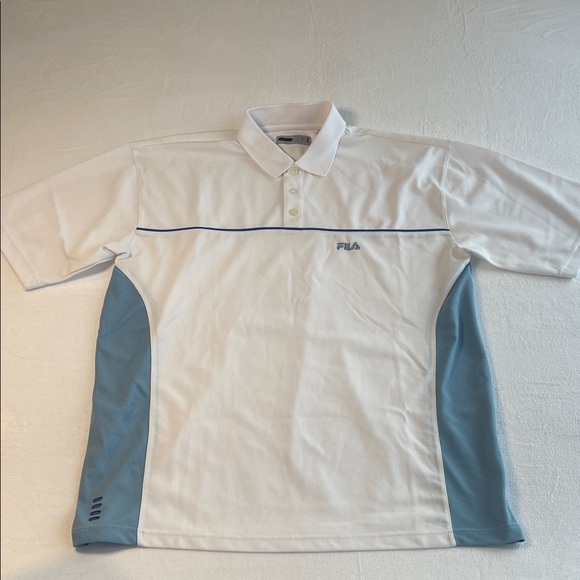 Fila Other - FILA WHITE BLUE PERFORMANCE POLO SHIRT MEN SIZE L